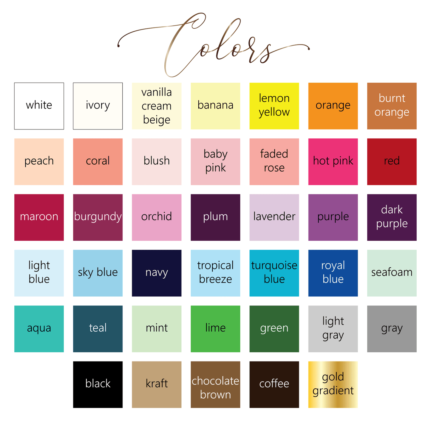 banner color chart - Celebrating Together