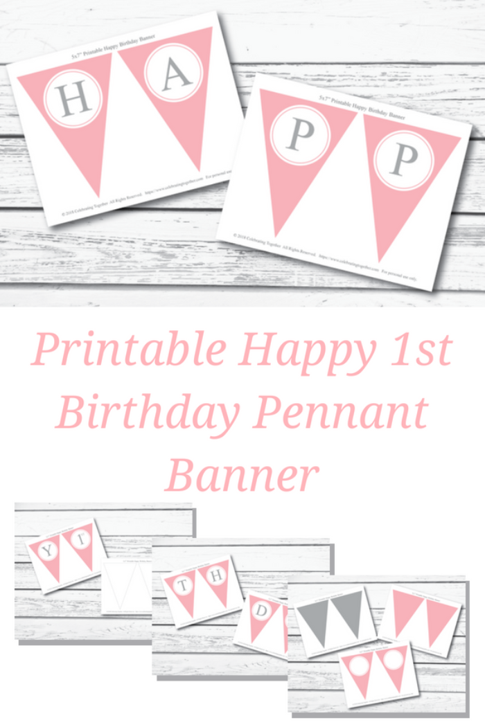 Printable girls happy birthday banner - Celebrating Together