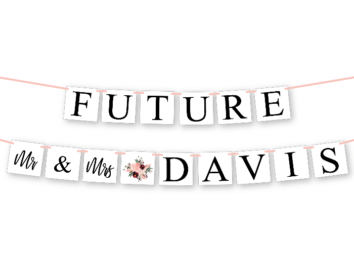 diy future mr and mrs personalized name banner for couples engagement party - Celebrating Together