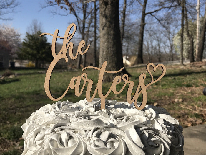 personalized last name wedding cake topper 