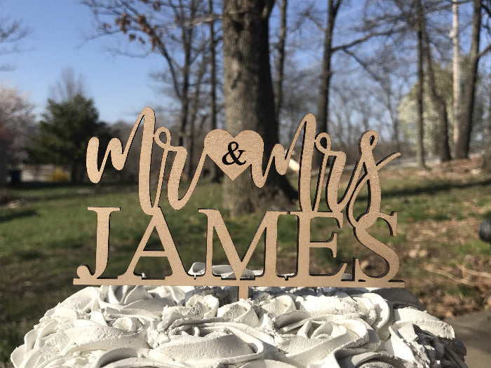 personalized last name wedding cake topper 