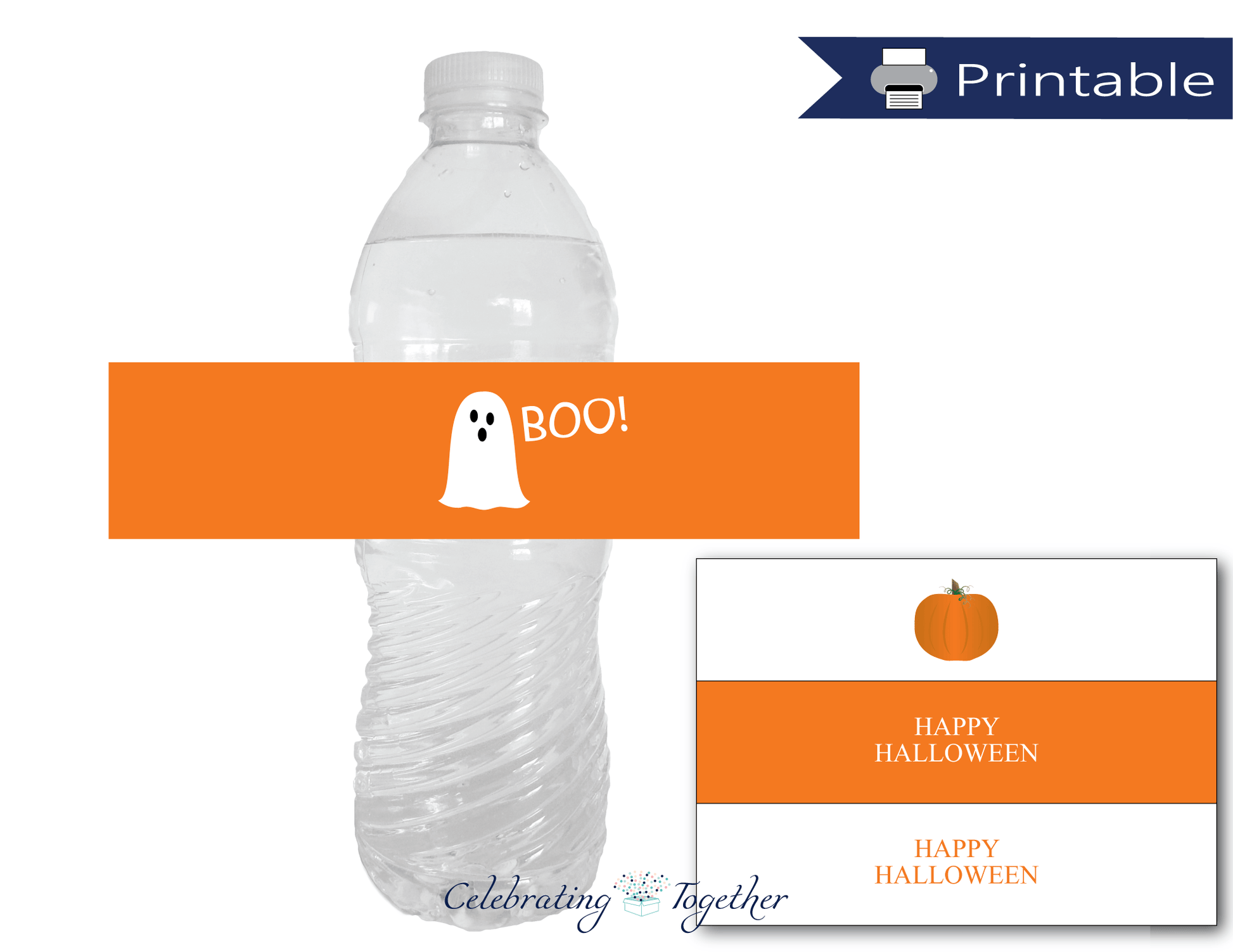 Printable ghost water bottle labels - Celebrating Together