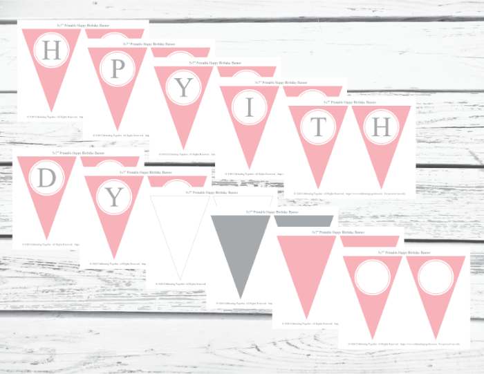DIY pink girls happy 1st birthday pennant banner - Celebrating Together