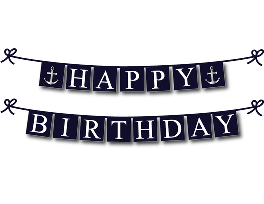 printable nautical happy birthday banner - Celebrating Together