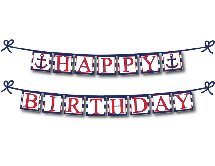 printable anchor happy birthday banner - Celebrating Together