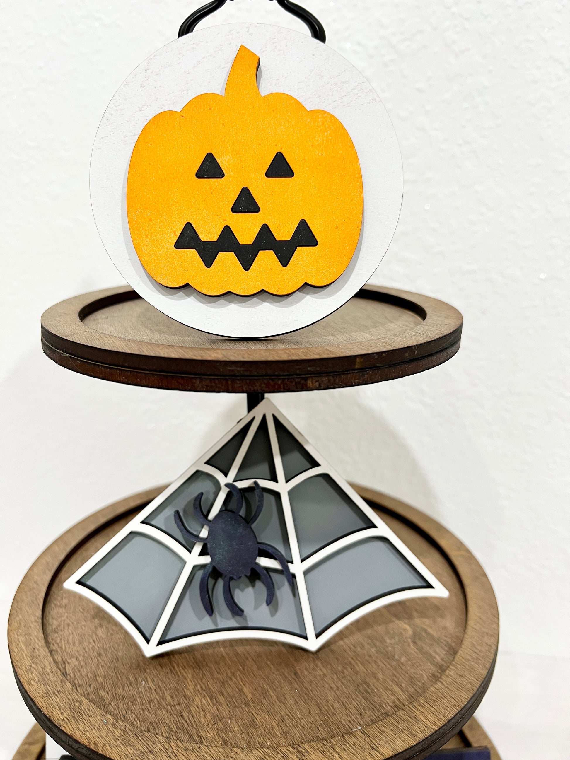 jack o lantern and spider web halloween tiered tray paint kit - Celebrating Together