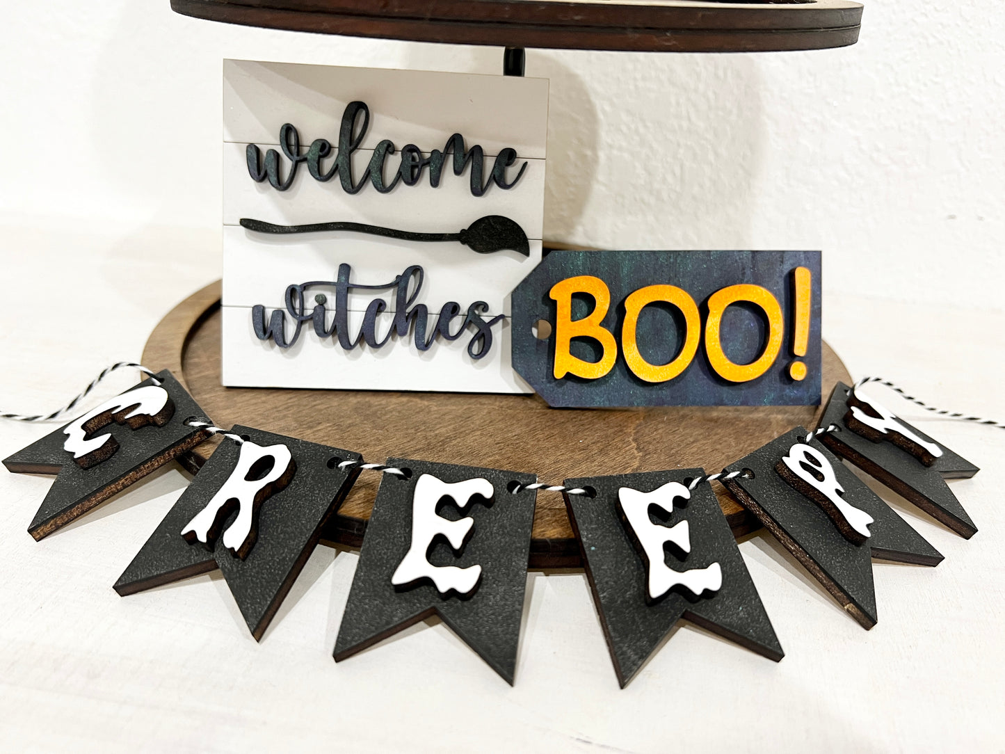 witches broomstick and boo halloween tiered tray paint kit - Celebrating Together