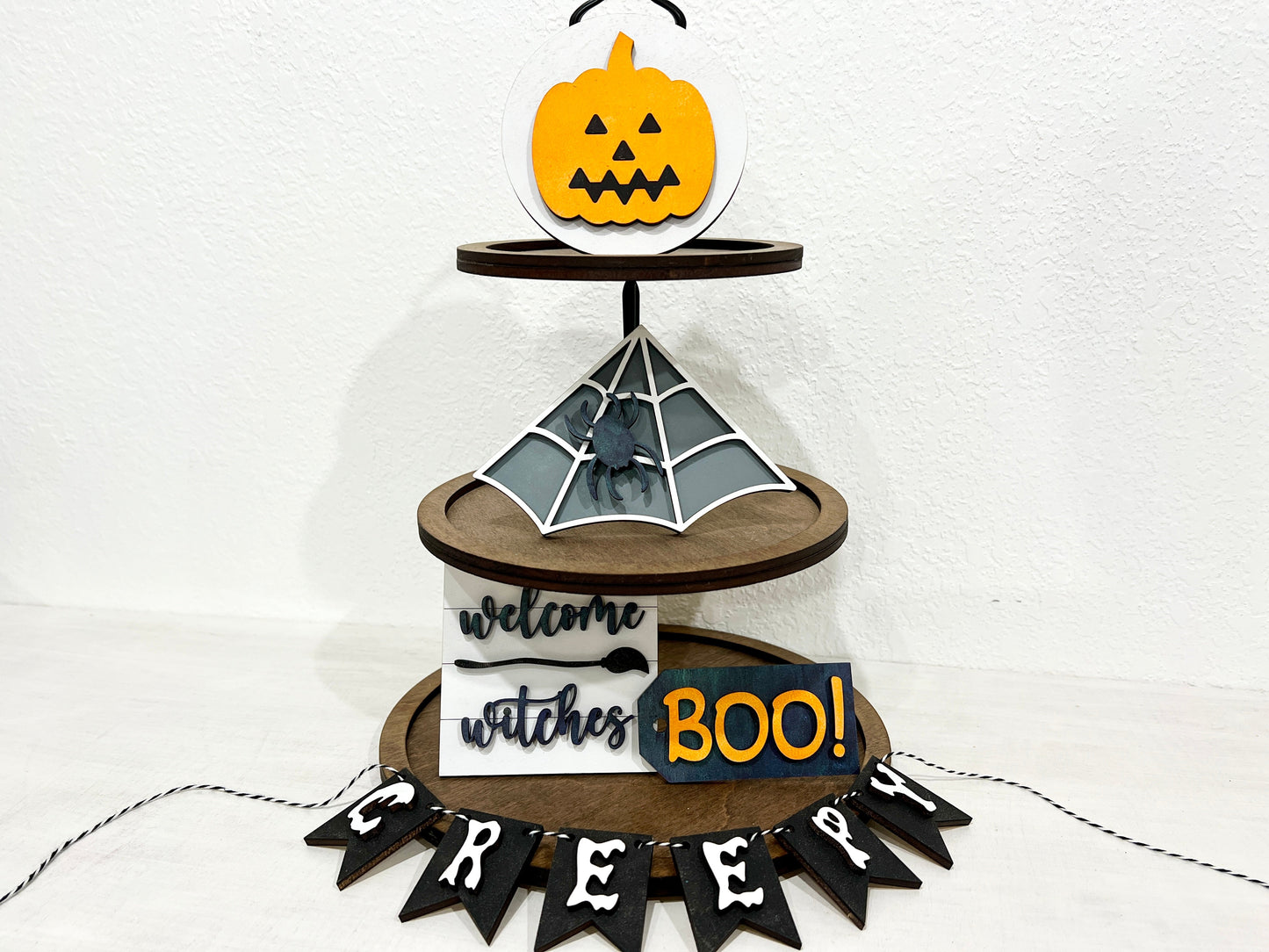 creepy mini banner halloween tiered tray - Celebrating Together