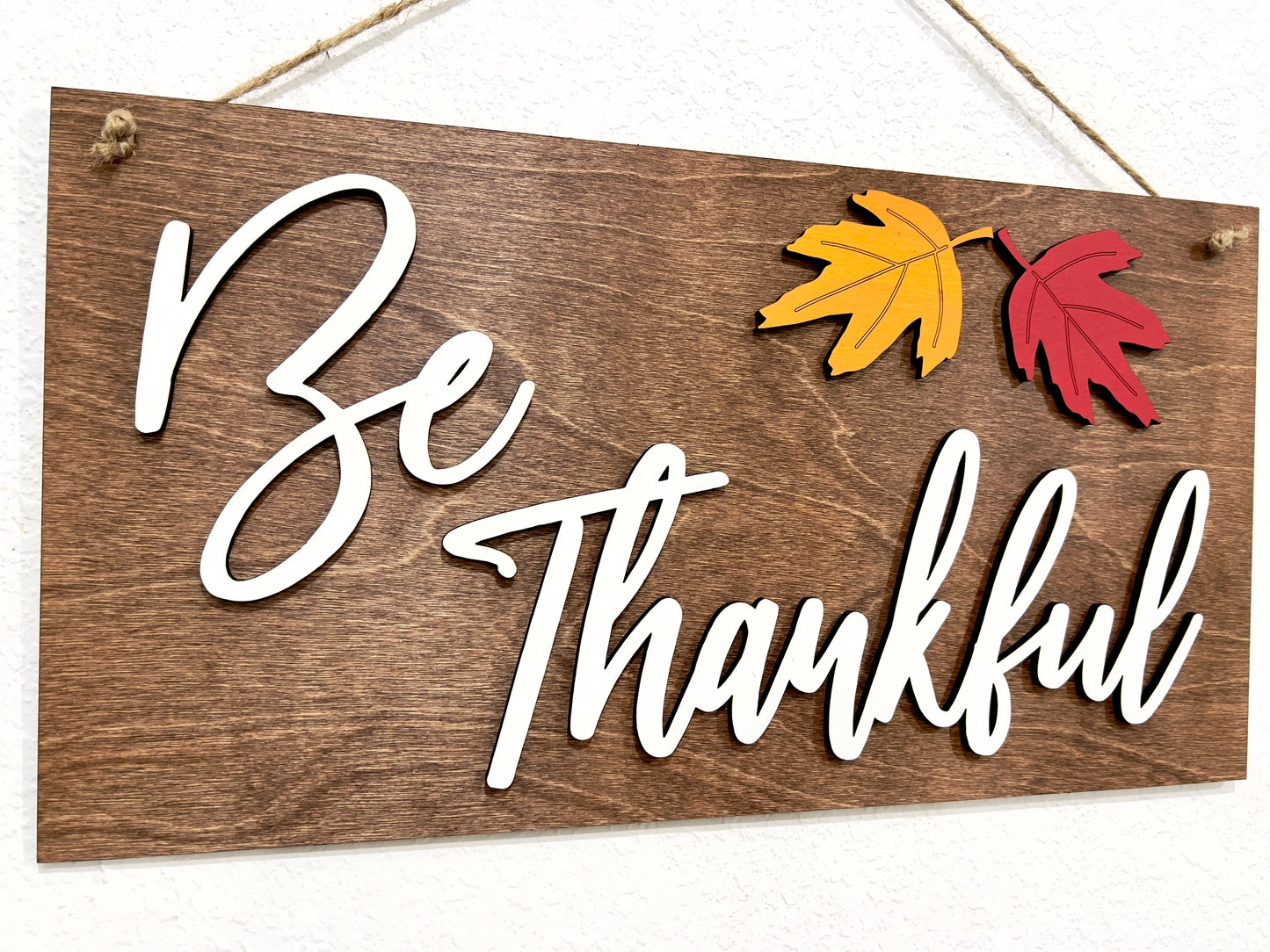 be thankful leaf sign front door decor and fall wall hanging - Celebrating Together