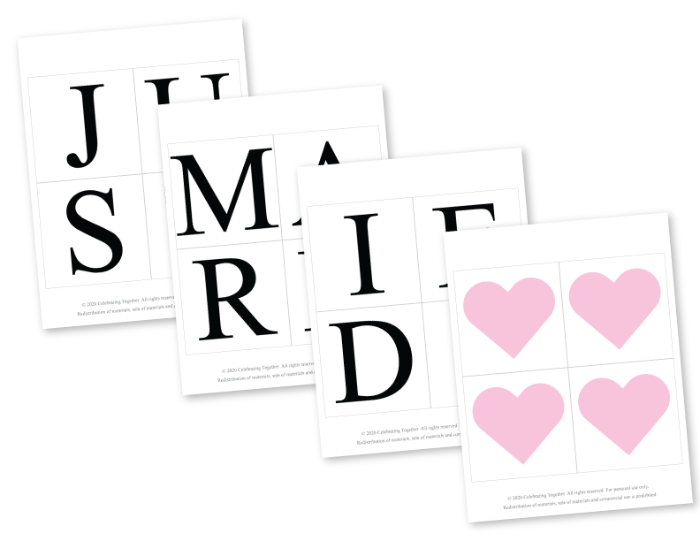 printable pages for just married sign - Celebrating Together