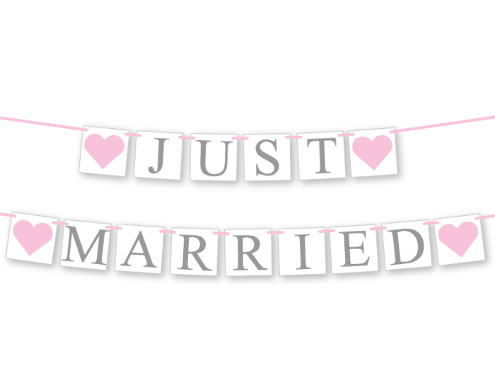 diy just married banner - printable bridal shower decor - Celebrating Togethet