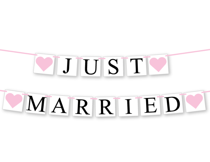 diy just married banner - printable wedding decor - Celebrating Together