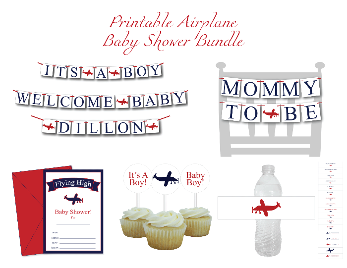 printable plane baby shower decor kit - Celebrating Together