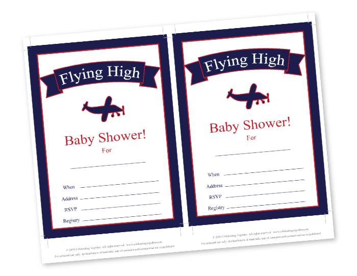 Flying High DIY baby shower invites - Celebrating Together