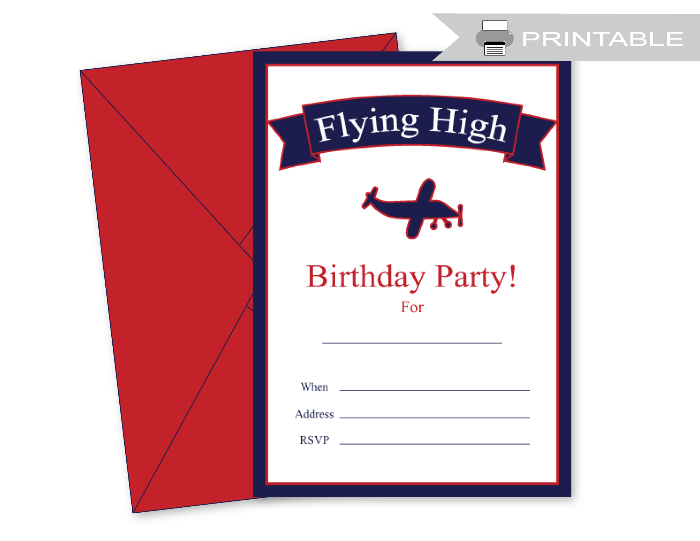 flying high printable aviation birthday invitations - Celebrating Together