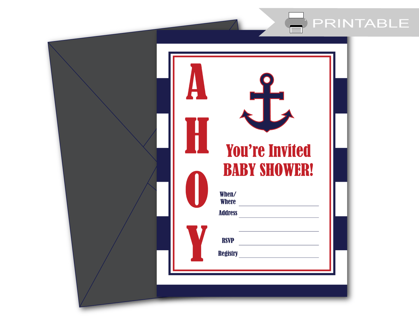 printable ahoy anchor baby shower invites - Celebrating Together