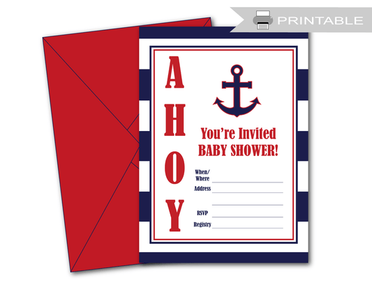 nautical printable blank baby shower invitations - Celebrating Together