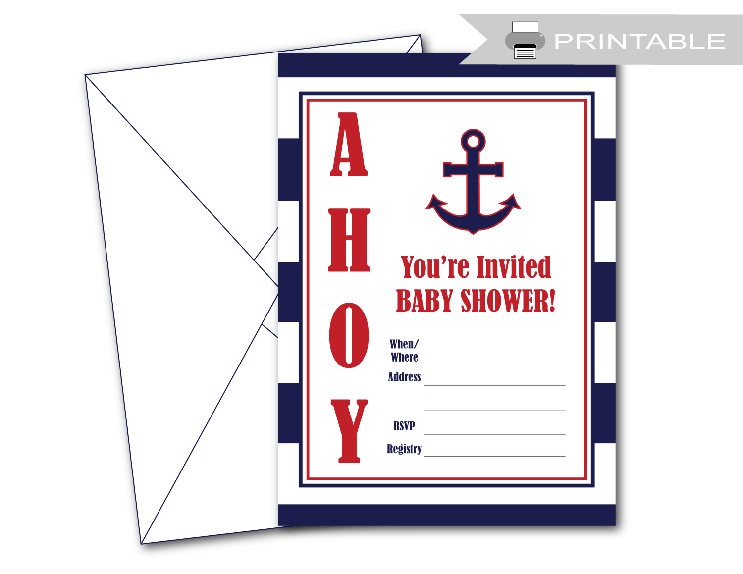 DIY baby shower invitations - blank nautical baby shower invites - Celebrating Together