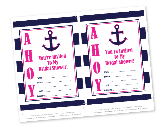 diy nautical bridal shower invitation - Celebrating Together