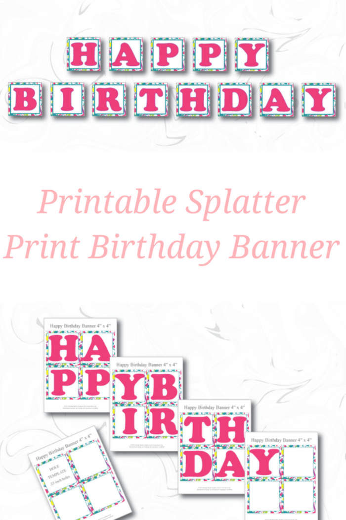 printable art party happy birthday banner - Celebrating Together