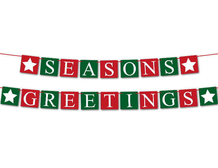 printable seasons greetings banner - diy christmas decorations - Celebrating Together
