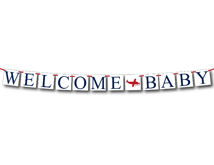 airplane welcome baby banner - Celebrating Together