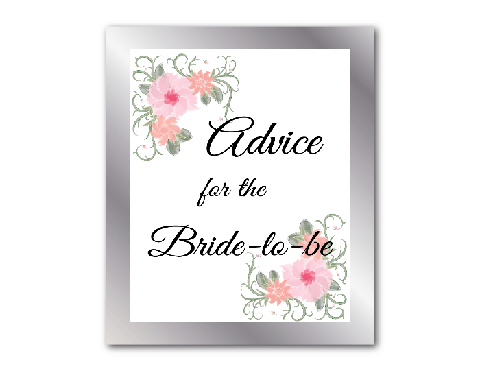 printable advice for the bride to be signs - bridal shower games and bridal shower activities - Celebrating Together