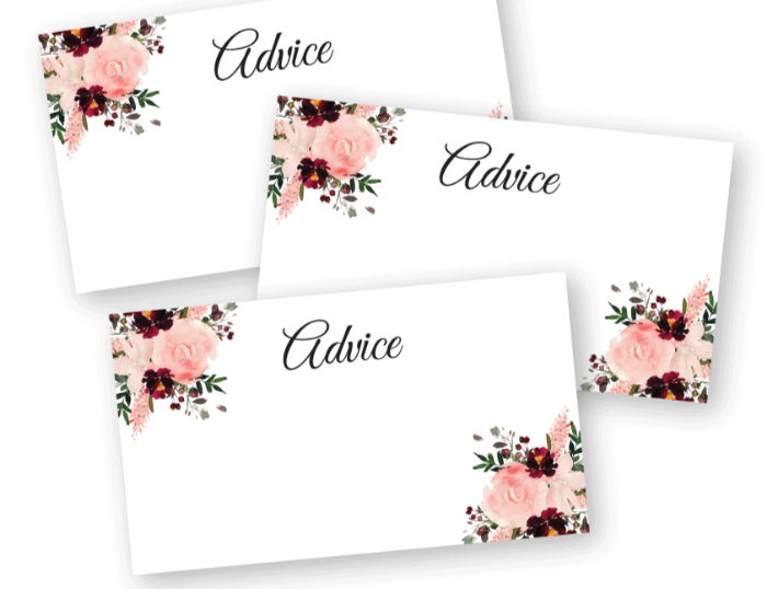 printable watercolor floral advice cards - Celebrating Together