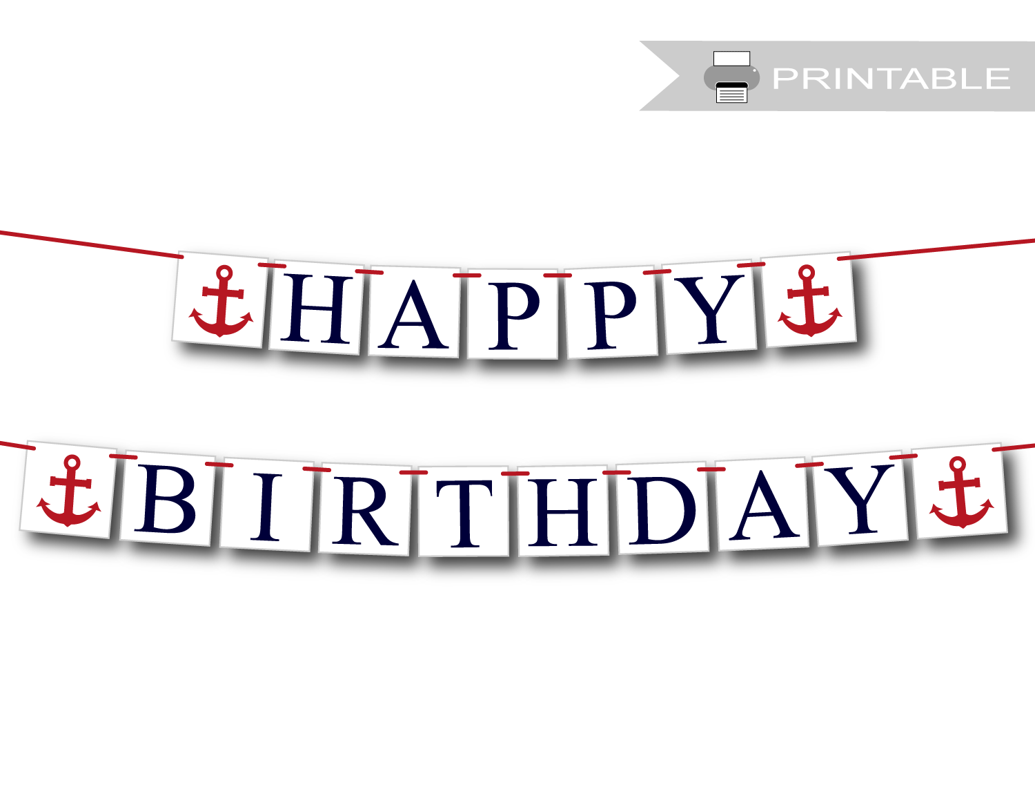 printable anchor happy birthday banner - Celebrating Together