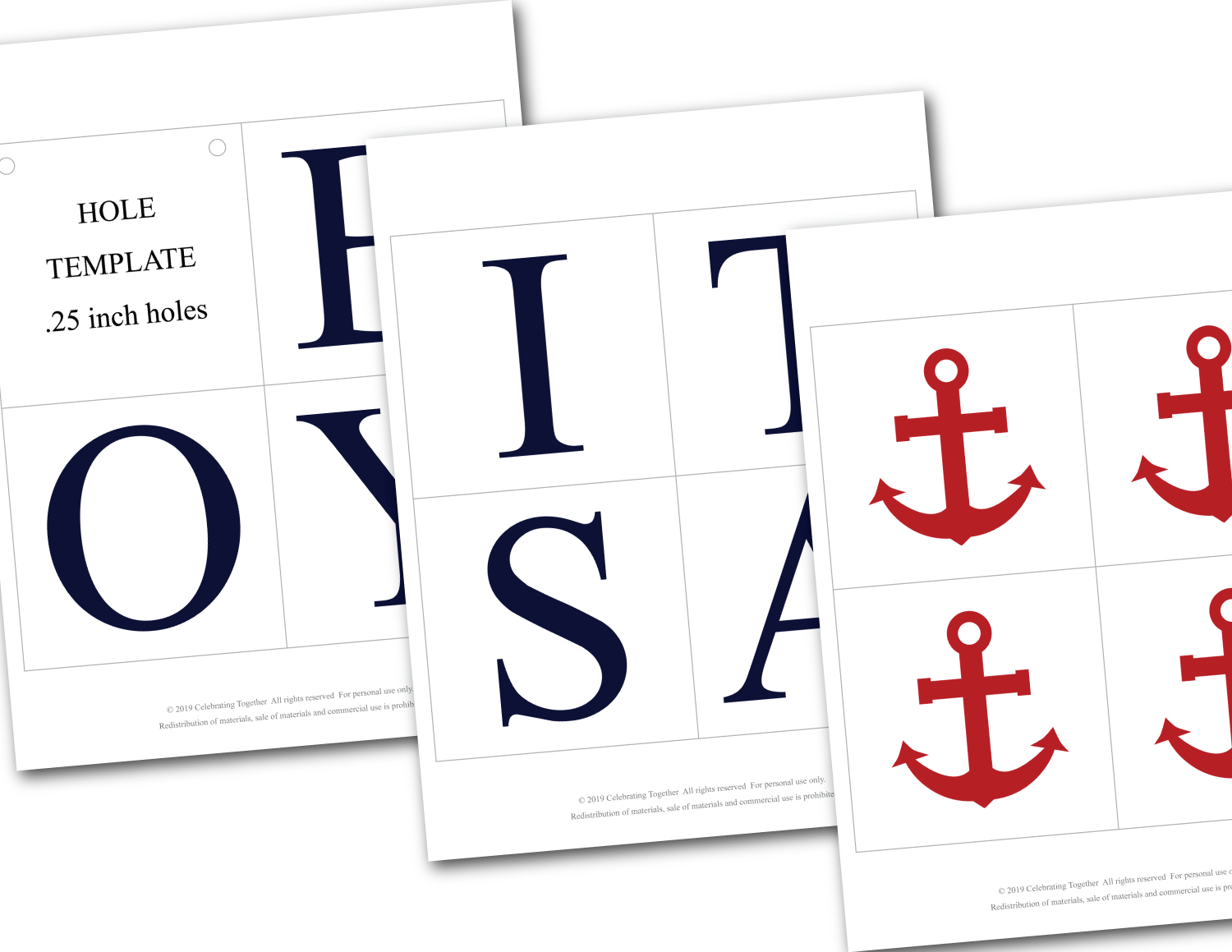 printable lettering for it's a boy banner - nautical baby shower decoration - Celebrating Together