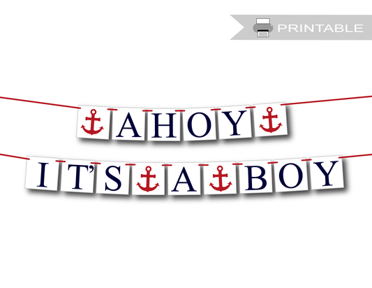 ahoy it's a boy printable banner - Celebrating Together
