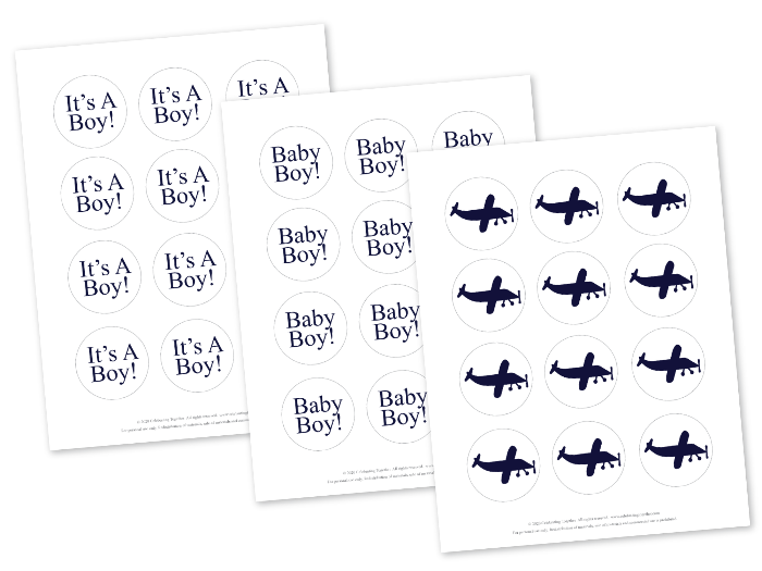 diy cupcake toppers - airplane baby shower favor tags - Celebrating Together