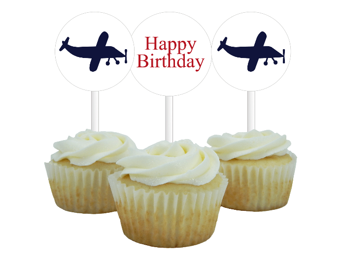 printable aviation cupcake toppers - diy happy birthday party decor - Celebrating Together