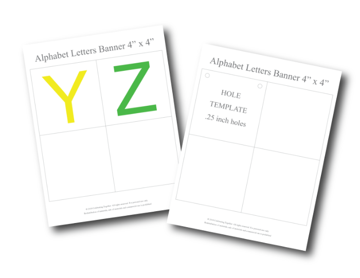 printable letters y and z and hole template for banners - Celebrating Together