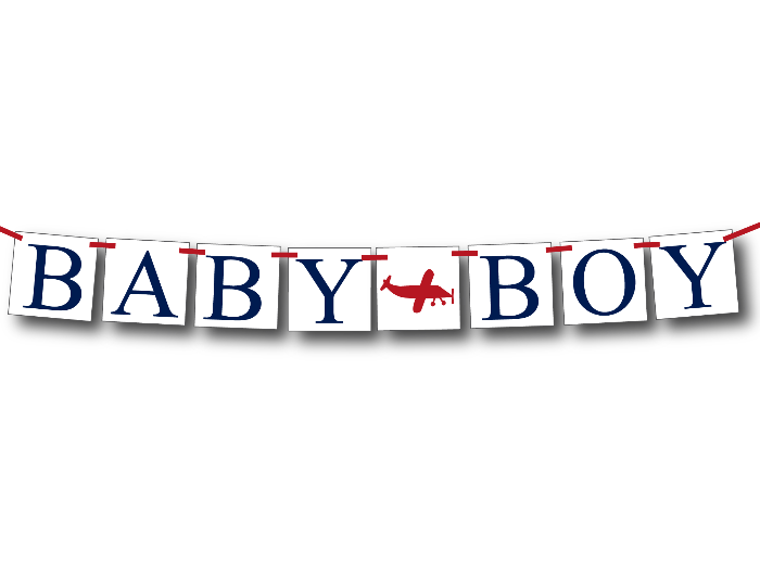 DIY airplane baby boy banner - printable baby shower decor - Celebrating Together