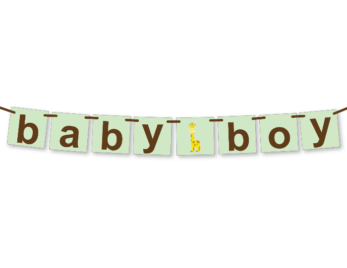 printable giraffe baby boy banner - Celebrating Together