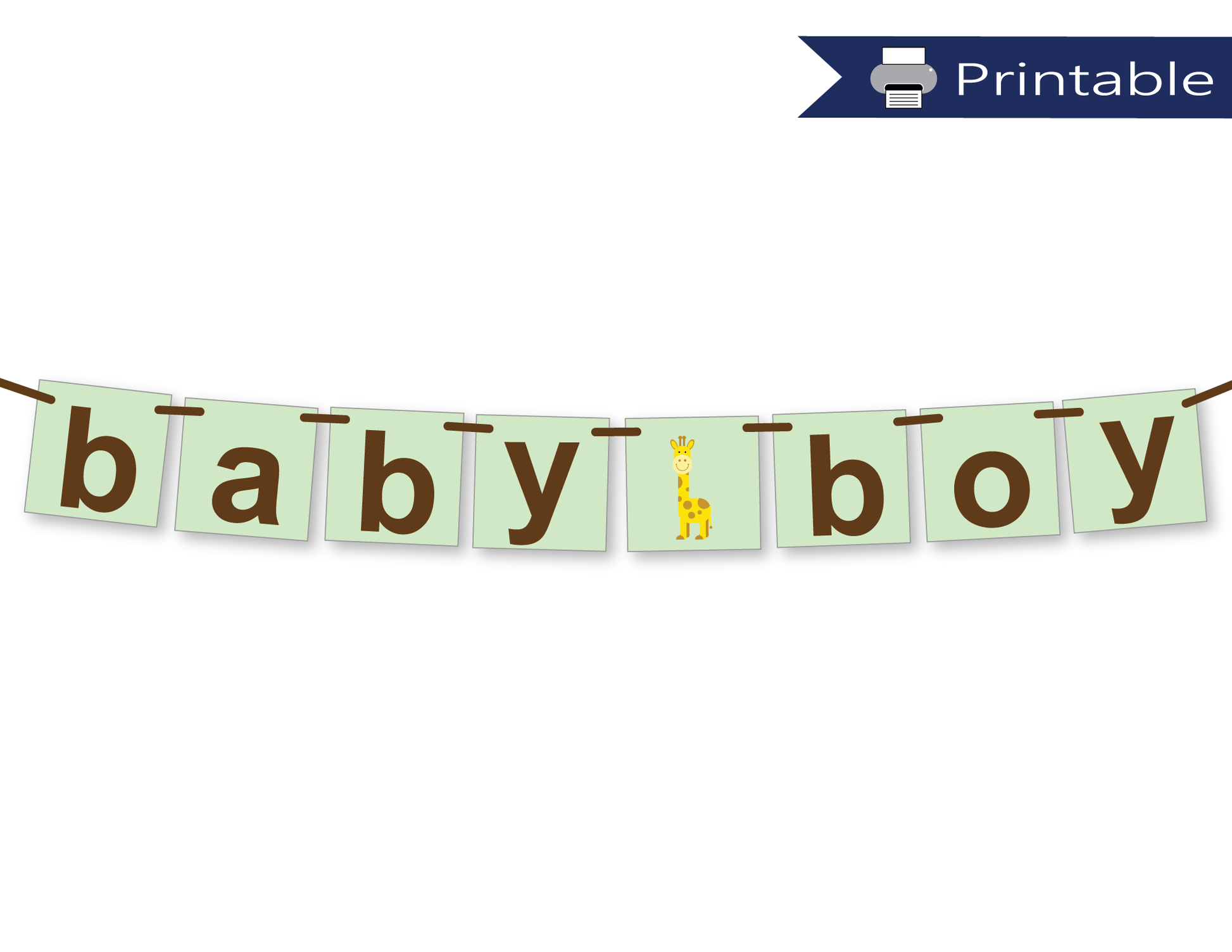 printable baby boy banner - diy giraffe baby shower decorations