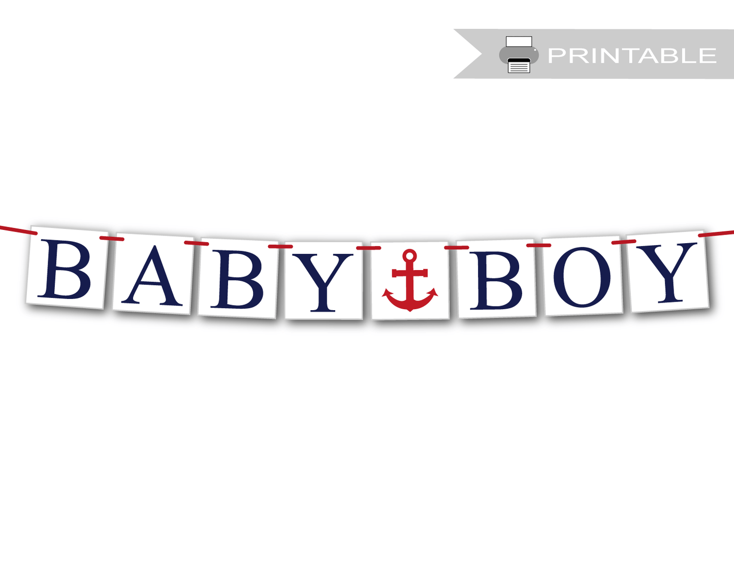 printable baby boy banner - nautical baby shower decoration - Celebrating Together