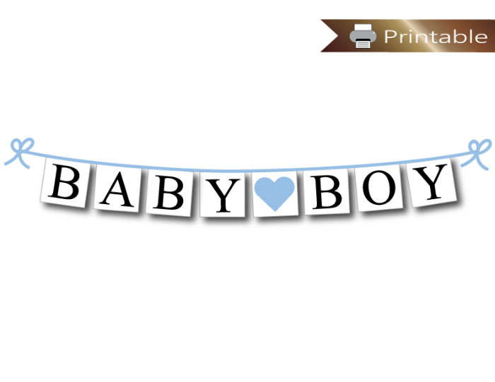 printable baby boy banner - sky blue baby shower decoration - Celebrating Together