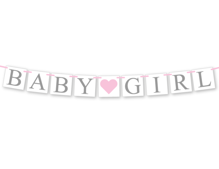 printable baby girl banner - baby shower decoration - Celebrating Together