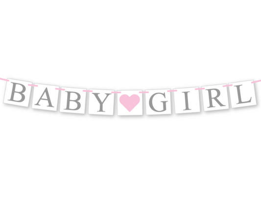 printable baby girl banner - baby shower decoration - Celebrating Together