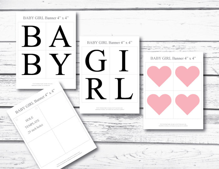 Baby girl printable banner pages - Celebrating Together