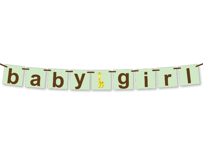 printable giraffe baby girl banner - Celebrating Together