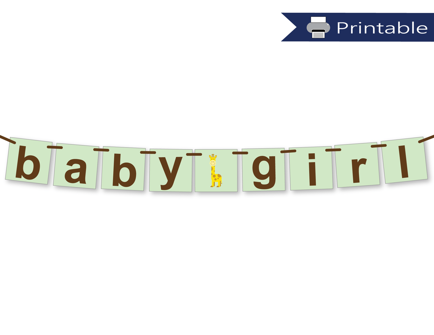 printable baby girl banner - giraffe baby shower decorations