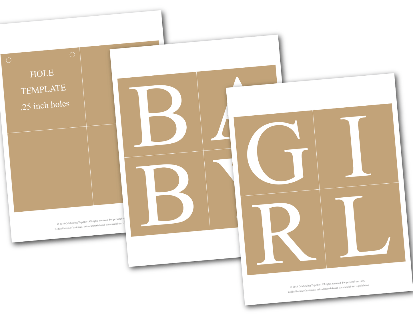 Printable pages for rustic baby girl banner - Celebrating Together