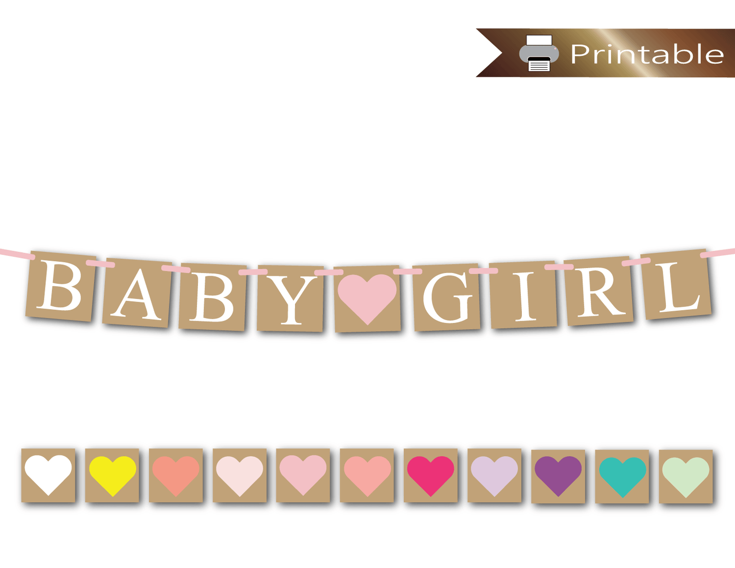 printable baby girl banner - baby shower decoration - Celebrating Together