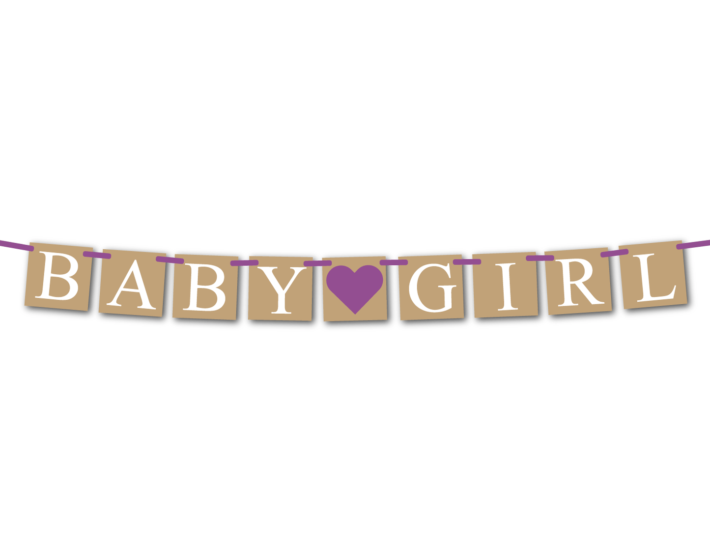 Printable rustic baby girl banner in purple - Celebrating Together