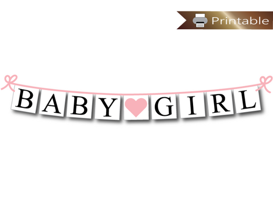 printable baby girl banner - baby pink baby shower decoration - Celebrating Together