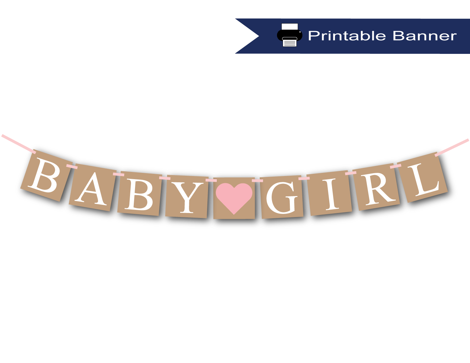 printable rustic baby girl banner - Celebrating Together