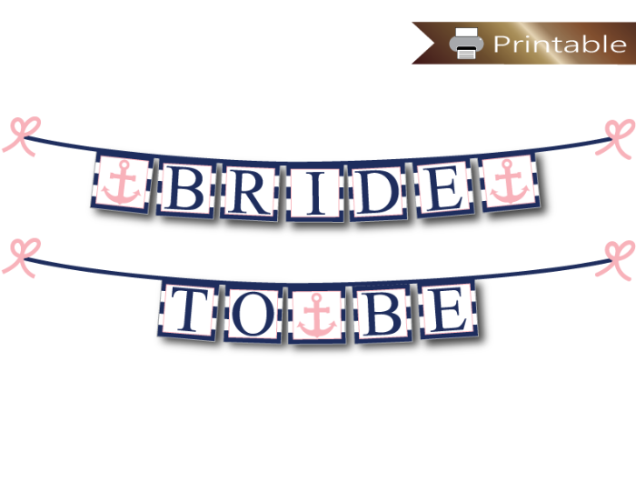 nautical bride to be banner in navy and pink - anchor bridal shower decoration - Celebrating Together